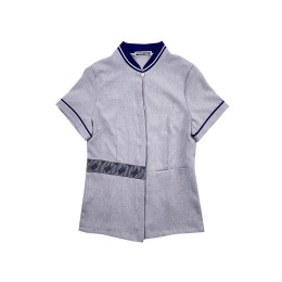 大量訂做撞色企領酒店保潔制服 管家制服 訂做修腰短袖女款保潔工作服  物業管理清潔服中心   SKHH017 大量訂做撞色企領酒店保潔制服 管家制服 訂做修腰短袖女款保潔工作服  物業管理清潔服中心   SKHH017